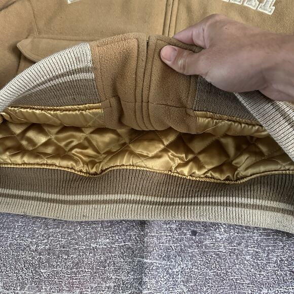 Womens Vintage Y2K Baby Phat Spell Out Brown Quilted Cropped Bomber Jacket Sz XL - Picture 4 of 6